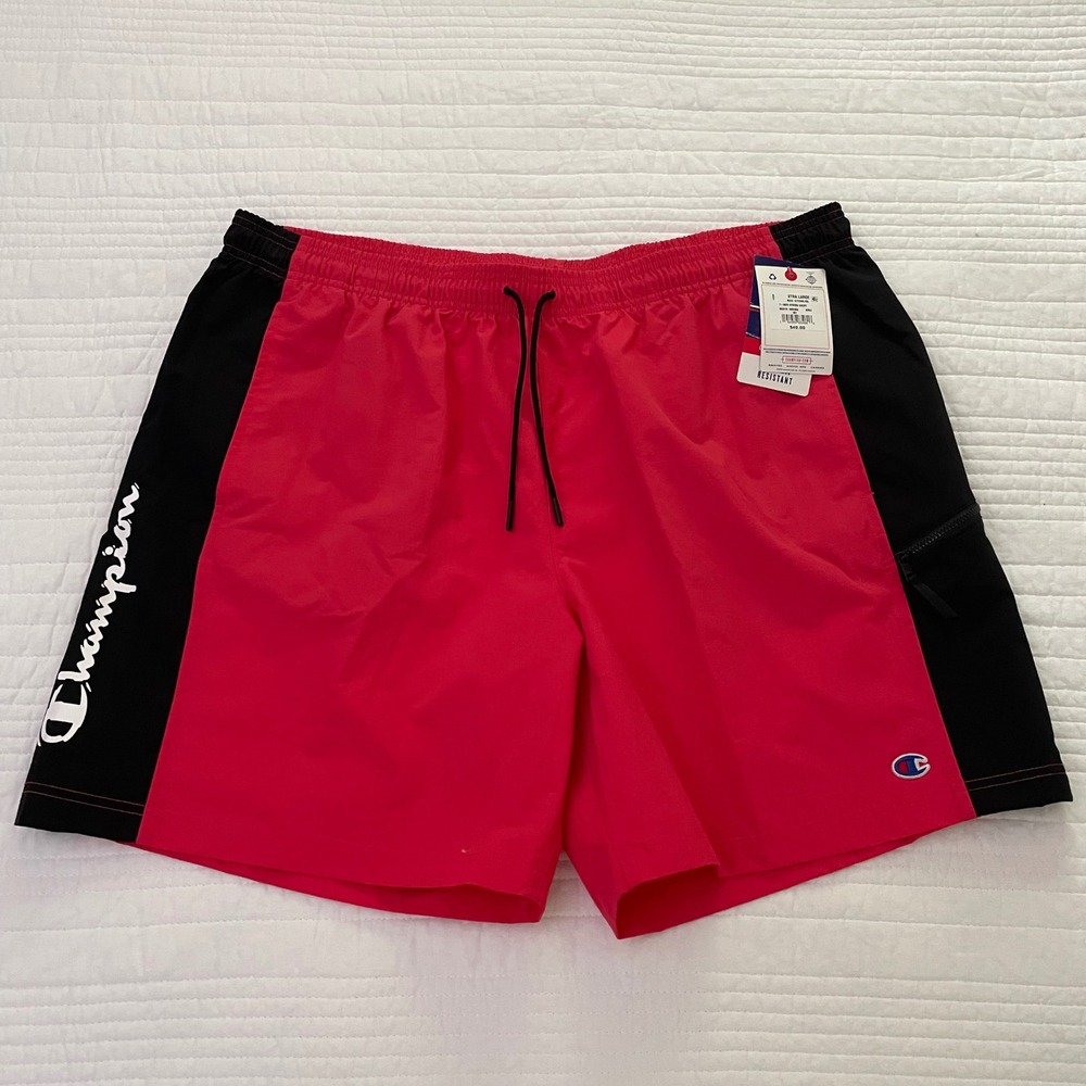 Champion Mens 7-Inch Hybrid Shorts Red Black Water Resistant XL 863319-586EMA